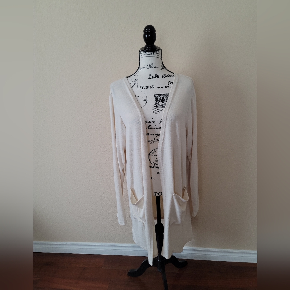 Zyia Cream Open Cardigan, Size XXL